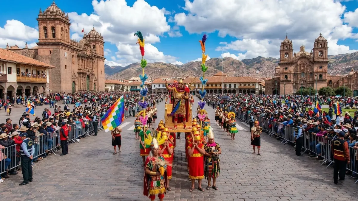 Traveler reviewing Inti Raymi trip plans with Cusco map for June 2026